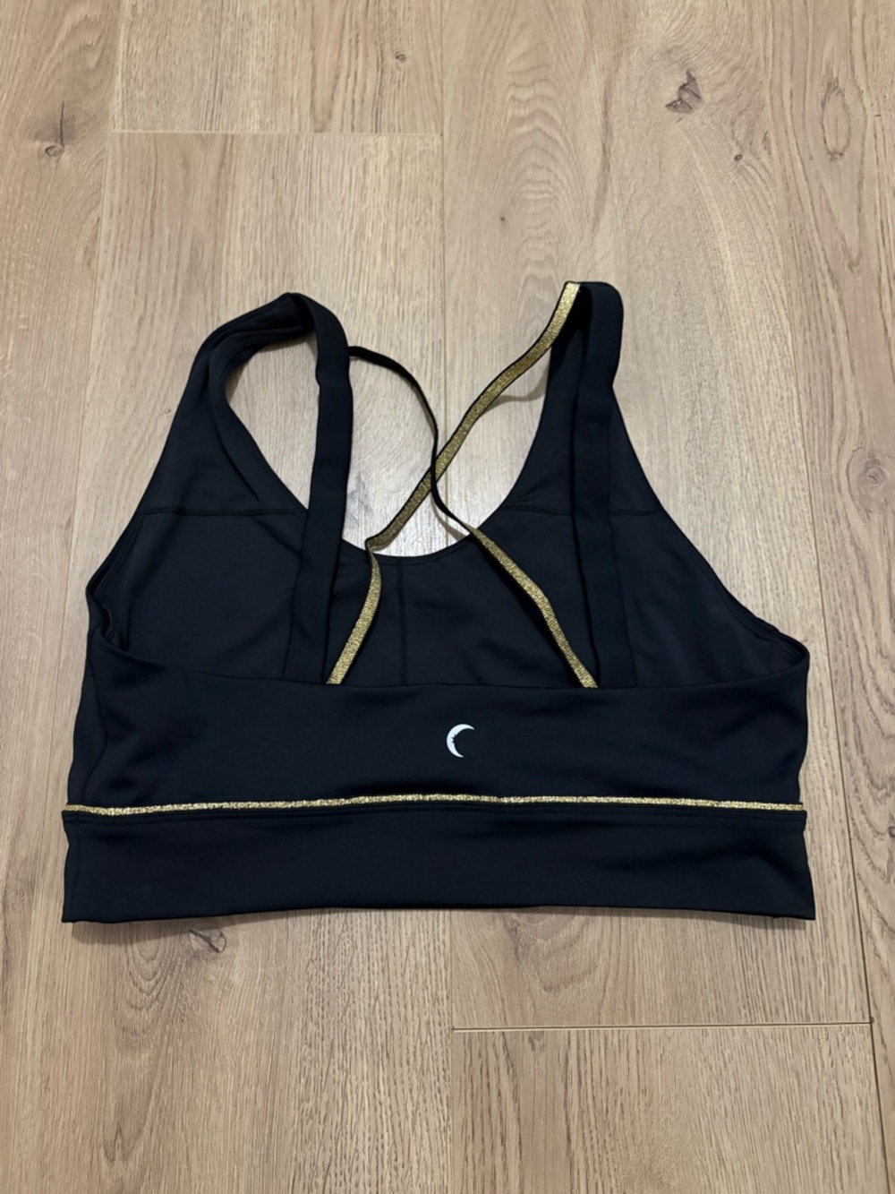 ZYIA Black Sports Bra with Gold Trim